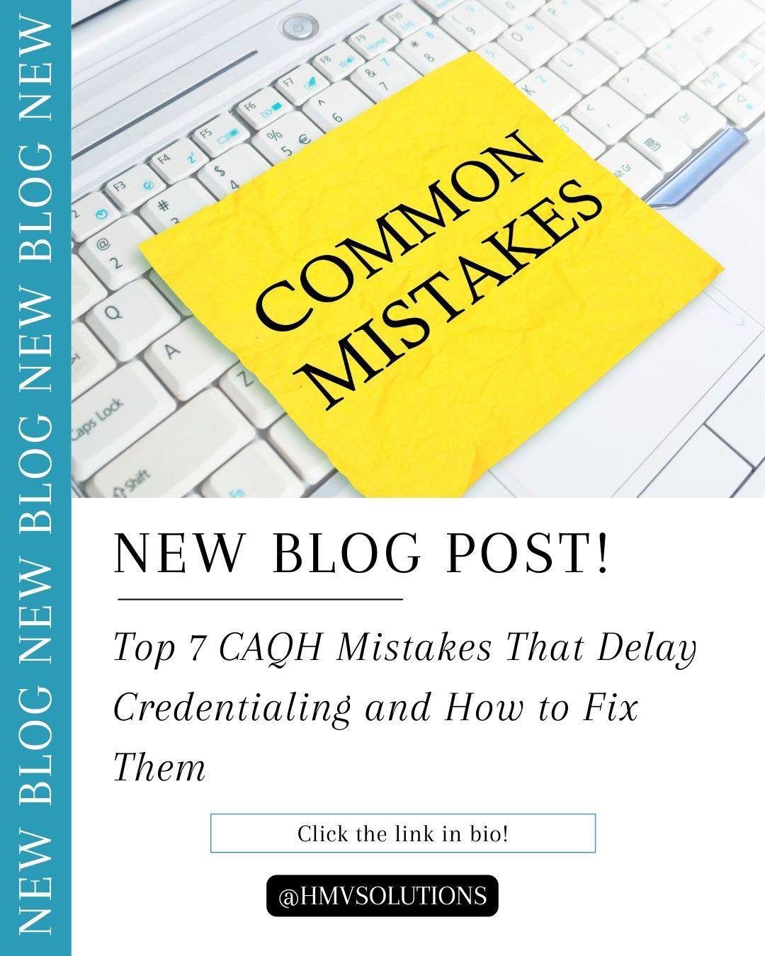 NEW BLOG POST ALERT! 🚨
Are errors on your CAQH profile slowing down your credentialing?
Many providers get delayed because of small mistakes that are easy to fix, but often overlooked.
This post breaks down the top 7 CAQH mistakes that cause delays and shows you exactly how to fix them. 💼
Here’s what you’ll learn:
✅ The most common CAQH errors
✅ How to avoid delays in your credentialing
✅ Practical tips to stay accurate and compliant
Don’t let simple mistakes hold up your insurance approval. Let's get it correct the first time.
👉 Read the full post now at hmvsolutions.com: “Top 7 CAQH Mistakes That Delay Credentialing and How to Fix Them.”
#HMVSolutions #CAQH #ProviderCredentialing #InsuranceEnrollment #HealthcareProviders #AdminSupport #HealthcareVA #WorkSmartNotHard #VirtualAssistantSupport #FromChaostoOrder #EfficientBusiness #MedicalAdmin #CredentialingSupport #WomenInBusiness #SmallBusinessSupport #OperationsSupport #BusinessEfficiency #RemoteSupport #EntrepreneurSupport #VirtualAssistantLife #ProviderEnrollment #HealthcareAdmin #MedicalBilling #OrganizedAndEfficient #BusinessSystems #InboxManagement