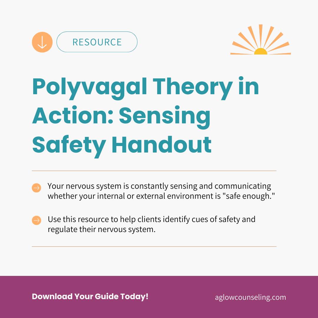 It is essential to help clients tap into a sense of safety for deep trauma healing to occur. Your nervous system is constantly sensing and communicating whether your internal or external environment is "safe enough."
To support you in this work, we’ve created a free handout: ✨ Polyvagal Theory in Action: Sensing Safety Handout✨
Use this resource to help clients identify cues of safety and regulate their nervous system.
Download it at the link in my bio!
#AglowCounseling #PolyvagalTheory #NervousSystem #TraumaInformed #TherapyResources #Safety