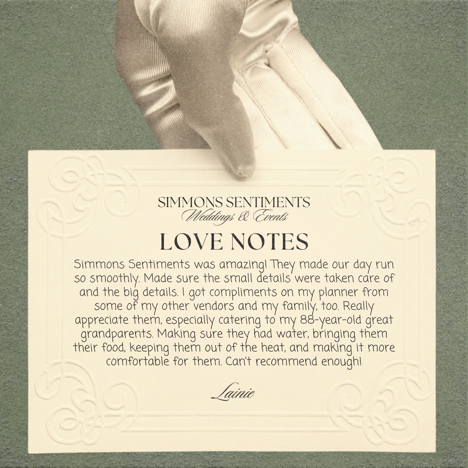 some words just stay with you. 🤍
This love note means so much to usbecause it speaks to the heart of why we do this work. Wedding days are not just about timelines and details; they are about people. They are about grandparents being comfortable, families feeling cared for, and moments being handled with intention and thoughtfulness. It is noticing the small things before anyone has to ask, offering comfort without being prompted, and being fully present so couples and their loved ones can simply enjoy the day.
Being trusted with moments this meaningful is something we never take lightly, and we are endlessly grateful for couples who allow us to serve them and their families with care and purpose.
www.simmonssentiments.com
#simmonssentiments #simmonssentimentsweddings #louisianaweddingplanner
#weddingcoordination #weddingdaydetails #sentimentalmoments #lovenotes #beaguestatyourownevent #louisianaweddings #southernweddings #weddinglove