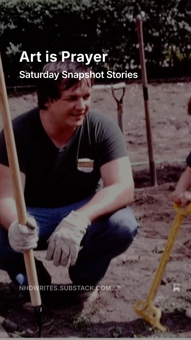 I had the opportunity to read this essay from my blog series, Saturday Snapshot Stories, as I prepared for a writing workshop recently. It’s one of my favorite pieces… bringing my Dad back to me. And when we can connect with memory, there’s a comfort. When we make sense out of the past, we find connection. (Photo of Bob and RJ Hendrick).
✨Read Here: https://open.substack.com/pub/nhdwrites/p/art-is-prayer?r=233nz1&utm_medium=ios