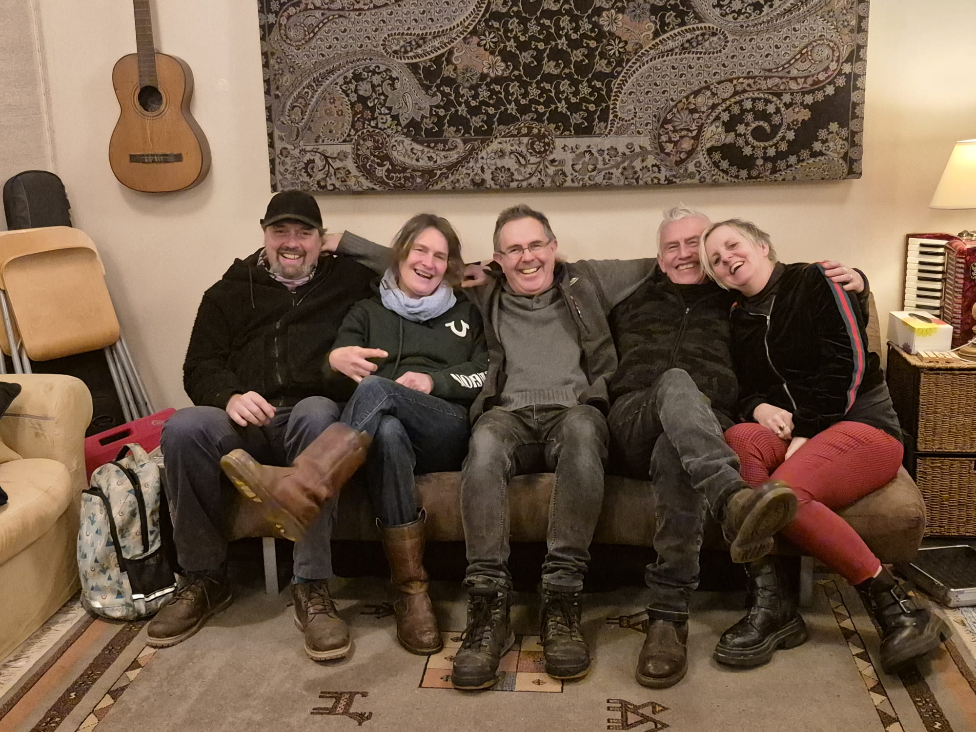 5 happy bunnies! - Lots of fun and 13 tracks 'in the can'! 🧡🧡🧡🧡 to Rob Nute for his enthusiasm and skills. Can't wait to get these songs out - watch this space. x #cornwallmusic #thedisapppintmentsuk #gettogetheragain #cornwallmusicscene