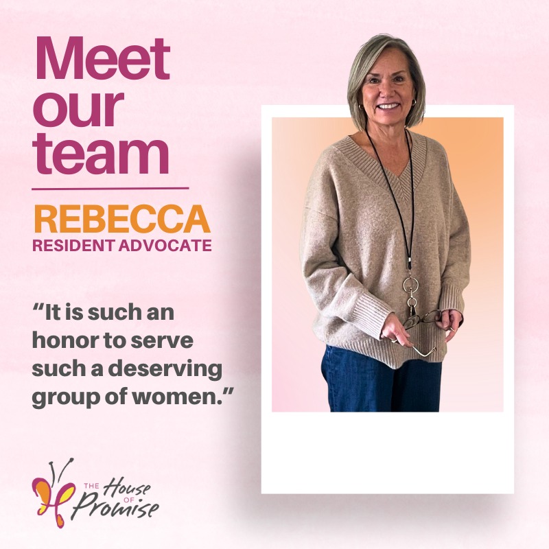 Join us in giving a warm welcome to Rebecca!
Rebecca comes with years of experience supporting individuals as they work to rebuild their lives, and we’re grateful to have her joining our team at The House of Promise. We’re excited for the compassion, care, and dedication Rebecca brings to this role and for the positive impact she will have on the women we serve.
Here’s what Rebecca shared about joining THOP:
“I am so blessed to be a part of The House of Promise. It is such an honor to serve such a deserving group of women. I am so excited to witness the hand of God and further the vision that is sure to come to pass!”
Welcome to the team, Rebecca!