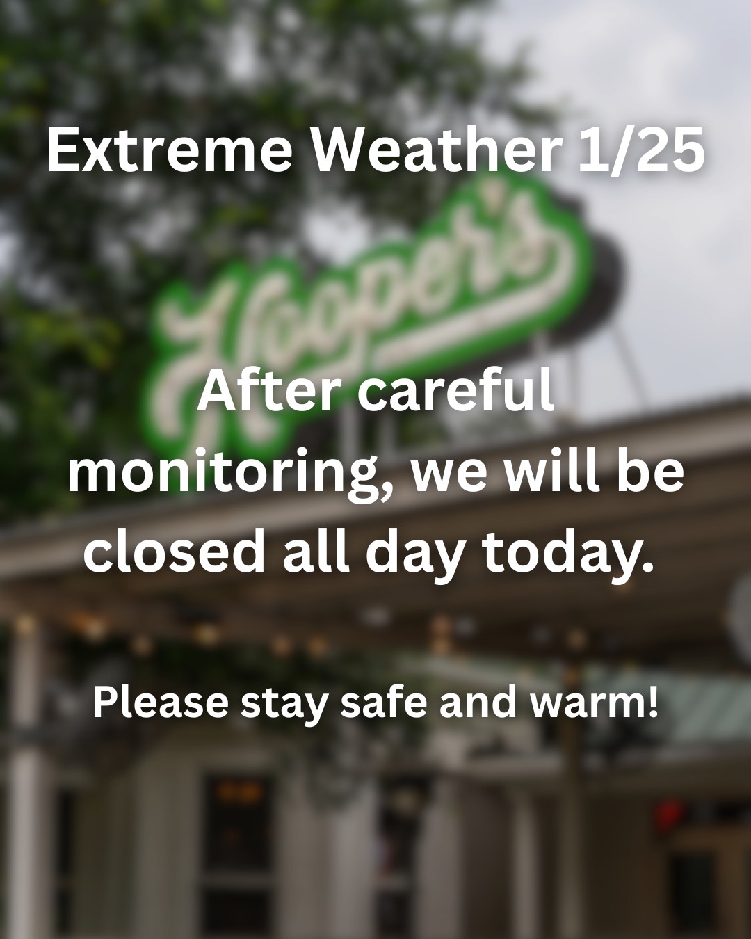 We’re hoping to open soon and will continue monitoring the icy conditions, hope everyone is staying warm and safe!!