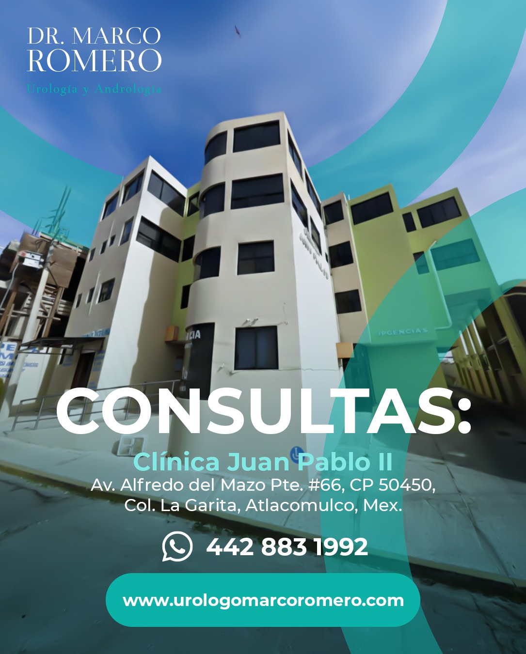 Te veo en consulta:
Clinica Juan Pablo II, Av. Akfredo del Mazo Pte. #66, CP 50450,
Col. La Garita, Atlacomulco, Mex. 🏥
📲 Agenda en el siguiente link:
https://wa.me/524428388199
.
.
.
#urologia #andrologia #drmarcoromero #urologiaqro #urologiaqueretaro #SaludUrinaria #saludmasculina #starmedicaqro