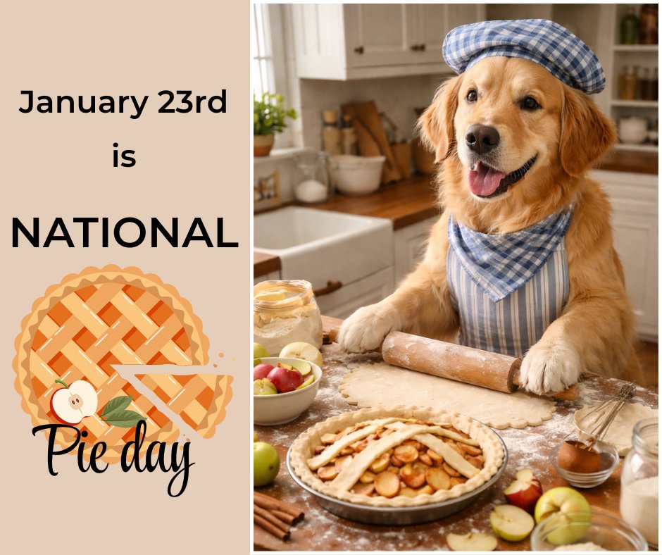 Today is National Pie Day! Did you know you can make a dog friendly pie and you can celebrate together?
Ingredients for Pie Crust for Dogs
2 3/4 Cup Wheat Pastry Flour
1 cup unsweetened coconut milk
1/2 cup coconut cooking oil
Directions
Mix together all of your ingredients until a nice dough is formed. Make sure it’s not very sticky. Roll out your dough to 1/4 inch thick and arrange it into your pie pans. (Use the small pie pans) Set aside.
Ingredients for Pie Filling
3 cups of peeled, sliced, and cored apples
2/3 cup unsweetened apple juice
1 tablespoon of cornstarch
1/2 tablespoon cinnamon
Directions
Take your sliced apples and toss them in a bit of lemon juice so they don’t turn brown. In a sauce pan, place apples, and around 2 tablespoons of unsweetened apple juice. Cook on a low heat until the apples are softened.
In a small bowl, mix cornstarch, cinnamon, and the rest of the unsweetened apple juice. Whisk together. Pour into hot apple mixture, and simmer for around 10 minutes, or until your pie filling thickens. Pull off the heat and let cool for 15 – 30 mins. Scoop into you pie crusts.
You can make these as open faced pies or you can use remaining pie crust and place a top on your pie, or a lattice on your pie. Bake at 350 degrees for 25 – 45 minutes, or until the tops start to turn slightly brown. Let cool before feeding them to your pets.
You can cut this apple pie into 4 slices. Any pie you have left over you can enjoy yourself, or store for another day! For an extra special treat, cut it into 4, and then freeze it for your dogs! Now it’s a frozen apple pie snack!