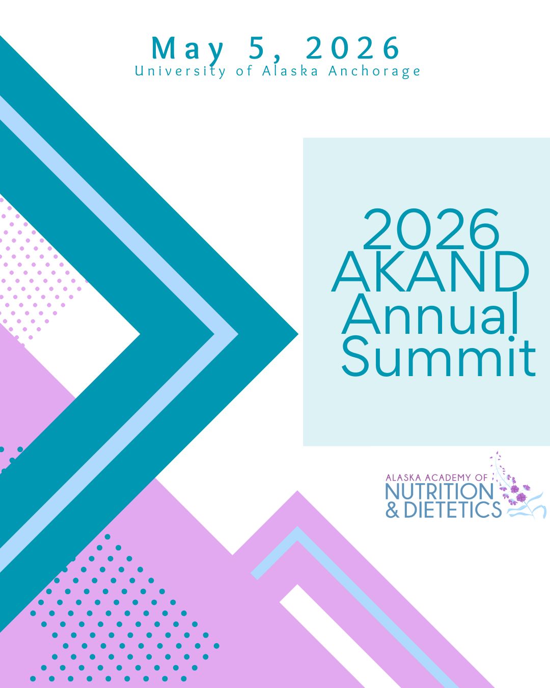 In two weeks!
Elevate your practice at the Alaska Academy of Nutrition & Dietetics Annual Education Summit! Join us at the University of Alaska- Anchorage.
Connect with fellow educators and professionals in the field of nutrition as we come together to share knowledge and collaborate on innovative ideas. Don't miss this opportunity to network and learn from some of the best in the industry.
Register today at the link in bio.
