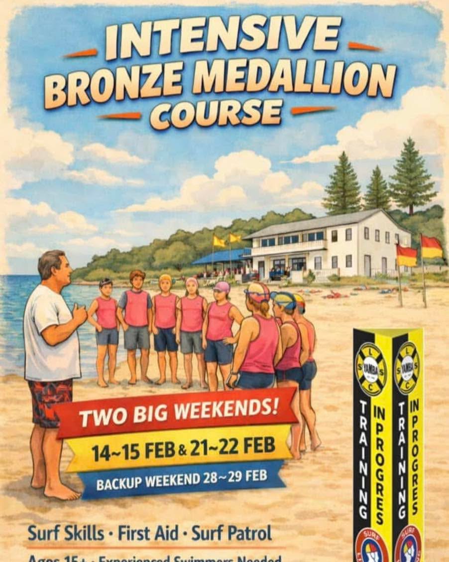 🌊 Expression of Interest – Intensive Bronze Medallion (BM) Course 🌊
We’re planning an Intensive Bronze Medallion course delivered over two consecutive weekends:
📅 14–15 February 2026
📅 21–22 February 2026
Unlike our last intensive (which ran mid-week), this format is designed to suit people who can commit to two big weekends back-to-back, ideally ahead of the seasonal weather that has disrupted traditional BM courses in recent years. The aim is two clear weekends — with a third held in reserve if required.
What this intensive looks like
• This course is aimed at candidates who already bring solid water confidence and board skills from day one
• Candidates who need additional skill development can still be accommodated, with extra training before and/or after the intensive weekends
• First Aid and Advanced Resuscitation Techniques (ART) may be able to be incorporated into the overall program (subject to facilitator availability)
• Online theory will need to be completed before assessment
• You’re more than welcome to let us know what other skills and experience you bring with you when submitting your EOI — we value the broader capability people bring into the club
First step – register your interest
👉 Submit your Expression of Interest by 1 February via the following JotForm link:
https://form.jotform.com/260238251491050
Please note: the course will only proceed if minimum participant numbers are met.
Successful completion enables members to patrol as active surf lifesavers.
SRC → BM Transition
Already hold a Surf Rescue Certificate (SRC) and will be 15 by 29 February? - the SRC-to-BM transition focuses on building endurance, rescue complexity, leadership, and decision-making — bridging the gap to full Bronze Medallion patrol responsibilities.
If you’re keen, curious, or unsure whether this intensive format suits you, reach out or drop a comment — happy to talk through pathways and support options 👍