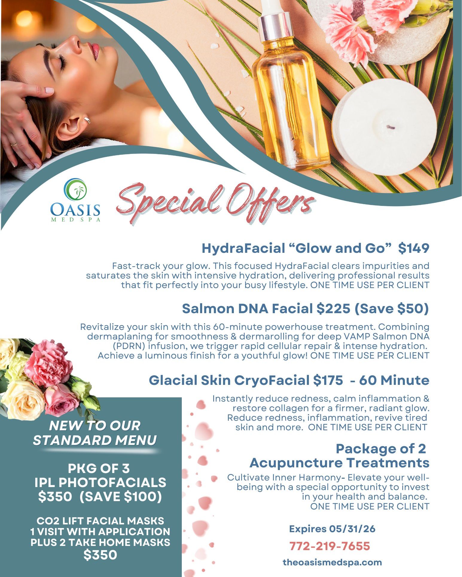 New Quarterly Specials 💖Treat Your Skin to Some Love - Only at Oasis Med Spa 772-219-7655 #facial #OasisMedSpa #Skincare #esthetics #facials #esthetician