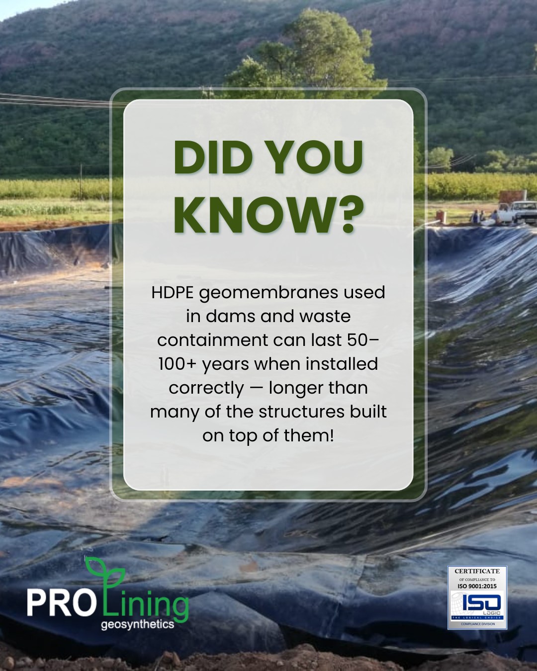 Thatโs why geosynthetics are often called โinvisible infrastructureโ โ you donโt see them, but they quietly do the heavy lifting for decades
DM us for more info!
๐ 066 184 8438
๐ง brent@prolining.co.za
๐ www.prolining.co.za
#PROLining #HDPE #Geosynthetic #Dam #Didyouknow