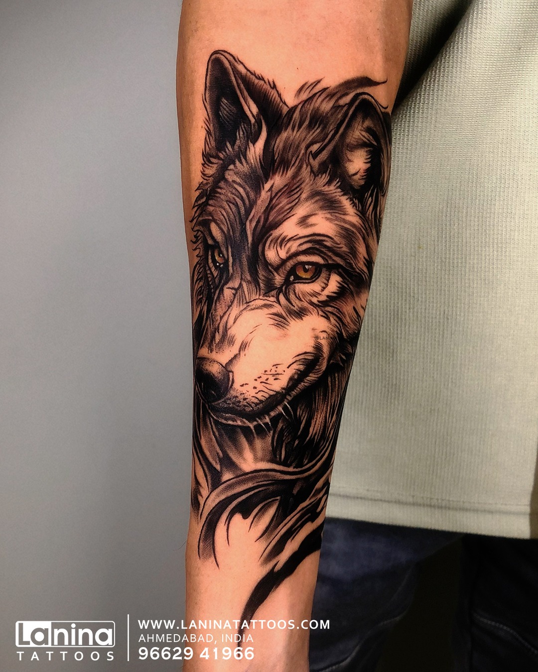 Realistic wolf tattoo on the forearm, symbolizing strength, loyalty, and inner power.
This detailed black and grey tattoo, custom designed and inked by La Nina Tattoos, Ahmedabad's professional artists, follows the highest hygiene standards.
A top choice for men seeking bold, realistic animal tattoos in Ahmedabad, Gujarat.
Contact La Nina Tattoos at 9662941966 to book your appointment.
.
.
.
#tattoo #besttattooinahmedabad #wolftattoo #laninatattoos #fyp