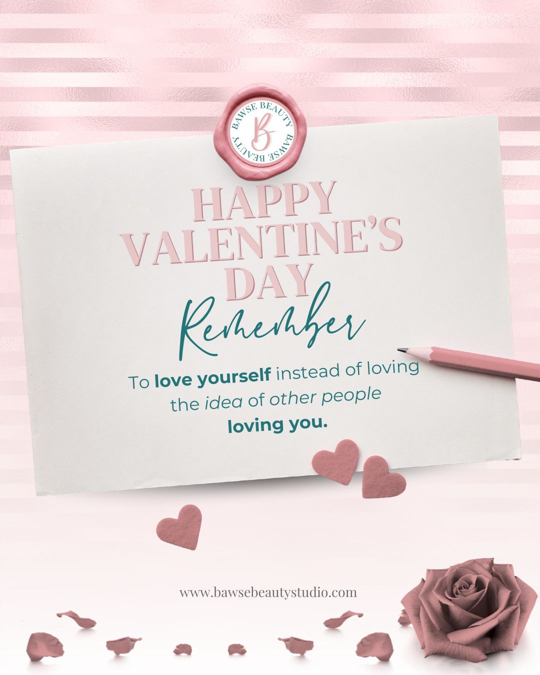 Happy Valentine’s Day.
But let’s be clear.
Don’t get addicted to being desired.
Get committed to being aligned.
Stop loving the idea of someone choosing you…
and start choosing yourself on purpose.
Self-love isn’t cute quotes and roses.
It’s boundaries. It’s maintenance.
It’s investing in how you feel in your own skin.
That’s why our February Specials are still live through the end of the month.
Brazilian Wax + Vajacial
Brazilian Wax + Lightening
Signature Glam Makeup
and more.
If you’re going to glow up, do it for you.
Not for validation.
Not for attention.
Not for “maybe.”
Book before February ends.