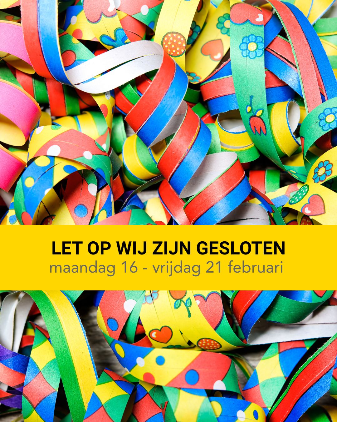 ๐๐๐ง ๐ข๐ฃ: wij zijn gesloten van maandag 16 t/m vrijdag 21 februari. Vanaf maandag 24 februari staan we weer voor jullie klaar.
Alaaf โค๏ธ๐๐