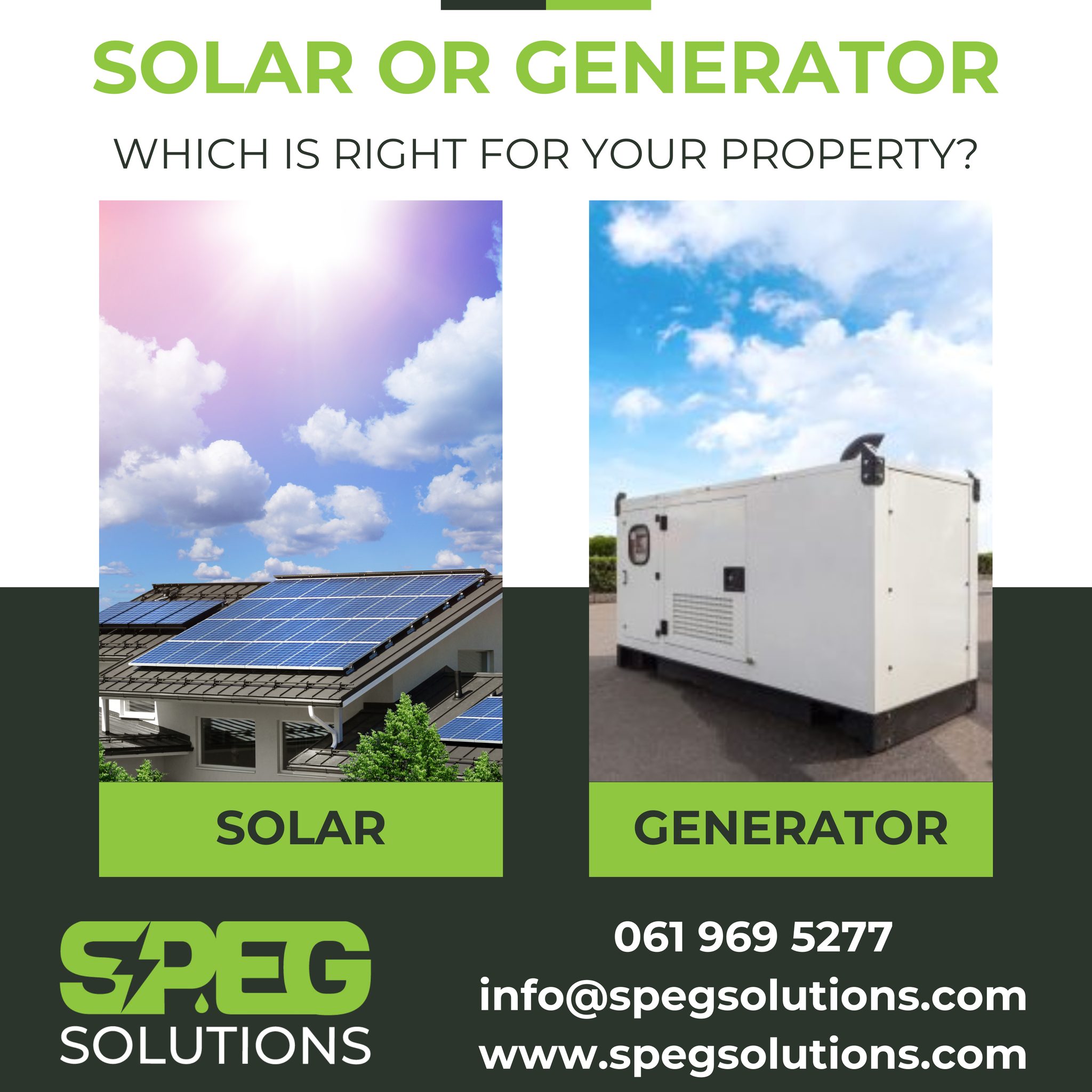 Choosing an energy solution for your property can be confusing.
Solar and generators both have their place - we explain what works best, when, and why.
Read the full guide here or visit our website:
https://www.spegsolutions.com/post/solar-vs-generator-which-is-right-for-your-property
We are also a call away, to answer any of your questions.
Power Up with SPEG Solutions - One Team, Endless Solutions
📞 061 969 5277
✉️ info@spegsolutions.com
🌐 www.spegsolutions.com
#solarpower #Generators #inverter #plumbing #renewableenergy #electrical #solar #cctvsecuritycamera #networking #installationservices #pumps