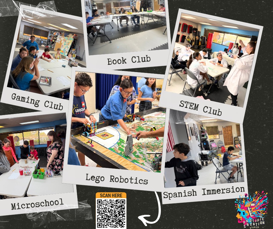 If you’ve been looking for something that feels creative, flexible, and engaging for your kids — this might be it.
At Prolific Creation Studios, we offer a microschool experience designed around connection, creativity, and hands-on learning.
You can join us a la carte or all day, depending on what your family needs.
Here’s what that looks like:
• Learning Labs (Project-Based STEAM) — math, ELA, history, and science taught through real projects, discussion, and creativity. Small groups, differentiated instruction, and meaningful socialization.
• CTRL+CRE8 Robotics & STEM Club — a weekly drop-off club where students build, collaborate, solve problems, and honestly… just enjoy learning together. It’s a great space to hangout, create, and make friends.
• Hablamos Juntos Spanish Immersion (Starting in May!) — conversational, movement-based Spanish immersion where students learn naturally through games, stories, and interaction — not worksheets.
We serve families across Tucson, Marana, Oro Valley, and Catalina Foothills, and everything we offer is built with homeschoolers in mind.
If you’ve been wanting more community, more creativity, and more engagement for your child, we’d love to connect.
And hey… if you actually read all the way down here 👀
Message us “CRE8” and we’ll give you 10% off your first class.