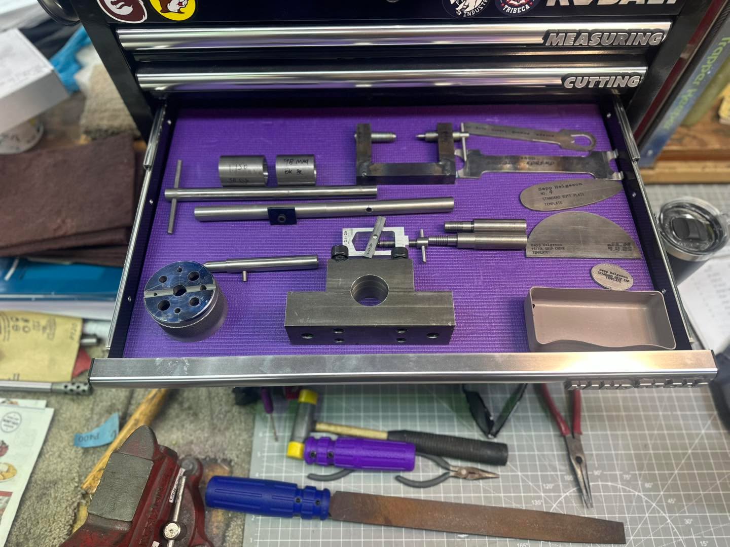 It’s been a while since I shared anything from my gunsmithing program, so here’s a quick update.
Already almost filled an entire drawer with tools I’ve gotten to make from cold rolled steel and aluminum. Every piece started as raw stock and slowly became something useful through layout, filing, turning, drilling, milling, and a lot of patience.
Not pictured:
• A 24 inch action wrench that took about four weeks start to finish; currently at DFIHQ pending a laser treatment
• The 8 different barrel bushings I’m working on now
Manual machines have been eye opening. They don’t fix your mistakes. You have to pay attention and make judgment calls. You have to listen and feel what the metal is doing.
Of course, it’s different than CNC machining. CNC is incredibly consistent and just as complex to program. Manual work is slower and more methodical. It teaches you to think through every cut and every thousandth of an inch. You really start to understand the difference between accuracy and precision.
I’m proud of this drawer. Not because it’s perfect (it’s not, but at least it all passed inspection 😅). Rather because this drawer represents skills I didn’t have before and it represents every thousandth of an inch I consciously weighed for or against.
Grateful for what I’m learning through the Piedmont Community College gunsmithing program here in our community. More to come.