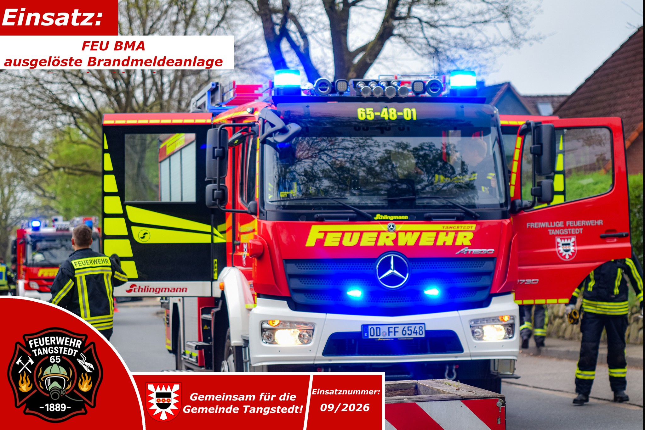 🚨 Nr. 09/2026
📆 24.02.2026, 07:52 Uhr
📟 FEU BMA - ausgelöste Brandmeldeanlage
🌐 OT Wilstedt / Bäckerbarg
⚠Wir wurden gemeinsam mit den Kameraden der FF Wilstedt zu einer ausgelösten Brandmeldeanlage, in einem Betrieb, in deren Einsatzgebiet alarmiert. Vor Ort konnte an einer Maschine eine Rauchentwicklung wahrgenommen werden. Ein Trupp erkundete unter Atemschutz und konnte zügig feststellen, dass die Abzugsanlage nicht richtig oder nicht ausreichend funktionierte. Nach entsprechenden Belüftungsmaßnahmen wurden wir von den Kameraden aus dem Einsatz entlassen und rückten wieder ein.
Alarmierte Kräfte: FF Tangstedt, Freiwillige Feuerwehr Wilstedt (@ff_wilstedt), RTW Kayhude, Polizei
👍🏼Like=Vielen Dank an die Einsatzkräfte🧑🏼🚒🧑🏼🚒
Alle Einsätze findest du hier:
https://www.feuerwehr-tangstedt.de/einsaetze-2026
#feuerwehr #firefighter #freiwilligefeuerwehr #ehrenamt #retterherz #blaulicht #blaulichtfamilie #fireandrescue #einsatz #alarm #atemschutz #feuer #technischehilfeleistung #einsatzfahrzeug #löschfahrzeug #notruf #instagram #insta #instagramreels #reelsinstagram #reelsofinstagram #instagramreel #reels #kreisstormarn #schleswigholstein #feuerwehr #tangstedt