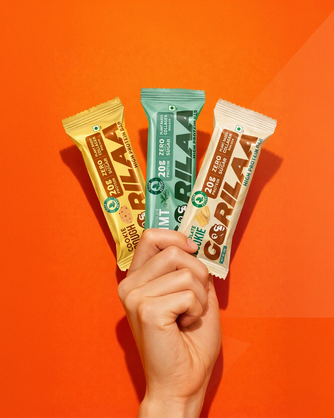 From packaging to campaign creatives, every visual for Gorilla Bars was built to perform in motion and on shelf.
Strong contrast.
Confident typography.
Clear hierarchy.
.
creative packaging design | fitness brand creatives | protein bar campaign design | Design agency | creative agency Hyderabad | Bluepintale | pan india