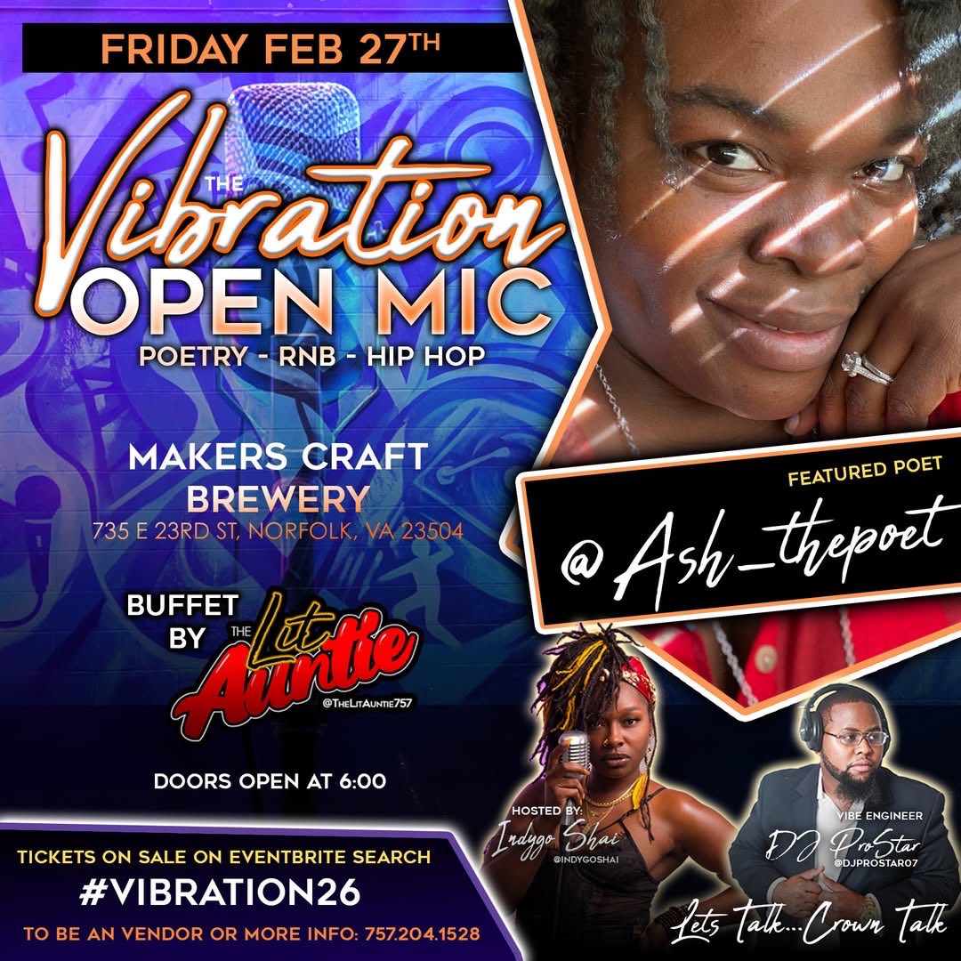 This Friday night if you into live band and poetry…then The Vibration at Maker's Craft Brewery is ya spot. Hosted by Indygo Shai Rainge