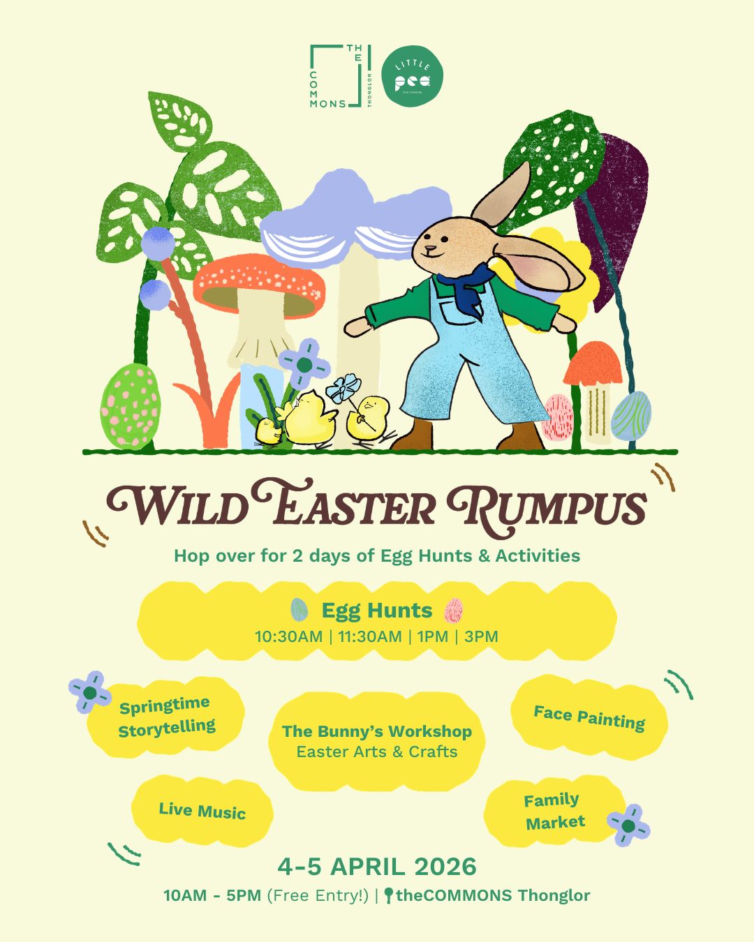 🐰🌷 Spring magic is hopping your way! Our annual Wild Easter Rumpus returns to theCOMMONS Thonglor with two joyful days of family fun, playful adventures, and Easter surprises. Get ready for egg hunts, creative workshops, storytelling, and so much more — all wrapped in Little Pea’s signature warm and whimsical vibes. Full details hatch soon. 🐣
📍 theCOMMONS Thonglor
📅 Sat 4 & Sun 5 April
⏰ 10am – 5pm
💥 Book now via Link in Bio or Line @littlepeabkk
____________
🐰🌷 Wild Easter Rumpus กลับมาแล้ว! เตรียมพบกับงานอีสเตอร์สุดอบอุ่นของ Little Pea ที่ theCOMMONS Thonglor กับกิจกรรมสนุกสำหรับทั้งครอบครัวตลอด 2 วันเต็ม ทั้งล่าของอีสเตอร์ งานคราฟต์ และนิทานแสนสนุก 🐣
💥 จองเลยผ่าน Link in Bio หรือ Line @littlepeabkk
____________
#LittlePeabkk #LittlePea #theCOMMONSbkk #WildEasterRumpus