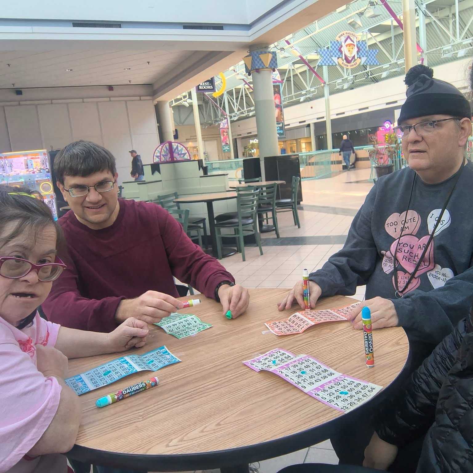 An invitation to a bingo event at the mall turned into a fun and memorable day!
Randy won four times, Trent won three times, and Amy won three times. It was an incredibly positive experience for everyone involved.
The event created meaningful opportunities to network, build community relationships, and make new friends. Experiences like this are a wonderful reminder of the importance of stepping outside of a usual routine and connecting with others in the community.
Special shoutout to DSP Jessica for continuing to find amazing opportunities like this one🌟