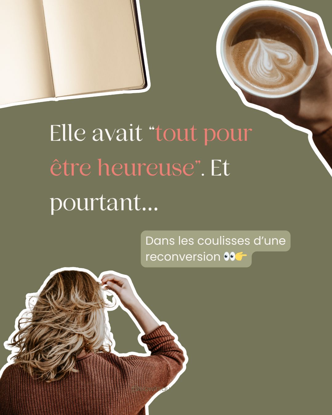 Elle avait “tout pour être heureuse” 😓
Et pourtant elle ne se sentait pas à sa place dans sa vie pro. 🎭
Et c’est loin d’être un “caprice” comme je peux l’entendre des fois.
Je crois plutôt que c’est humain.
☑️ On peut cocher toutes les fameuses cases (études, CDI, bon salaire, poste à responsabilités…) et finalement sentir que quelque chose sonne faux dans tout ça.
Ce que C. ma cliente, a compris très vite, c’est que son problème n’était pas qu’elle avait trop d’idées métiers.
C’était le manque de permission.
Permission de changer, de vouloir autre chose et surtout de savoir qui elle est, au-delà de son CV.
Et je le vois pendant mes séances de coaching 👇
On cherche la “bonne” idée.
Mais ce qu’on doit travailler, c’est l’identité : qui tu es ?
Mardi à 12h, je t’explique les 3 piliers essentiels pour sortir de ce flou et construire un projet qui te ressemble vraiment.
C’est une masterclass gratuite.
C’est en live. Et je n’ai pas prévu de la refaire avant un moment.
Si tu te reconnais dans son histoire, commente **GO** et je t’envoie le lien en DM 🧡