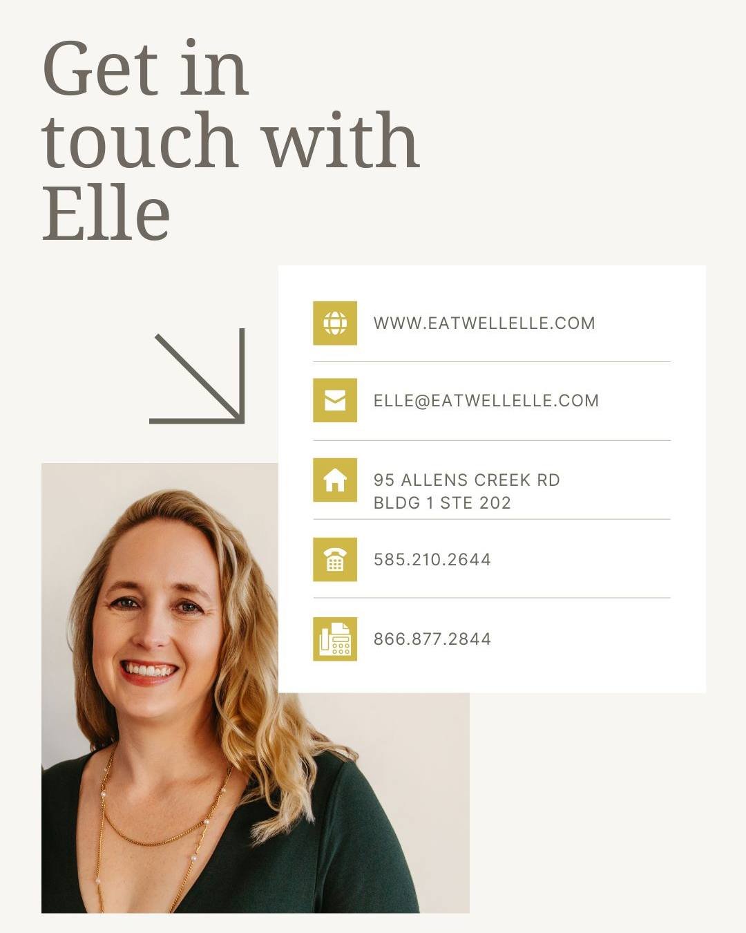 FYI: new Eat Well Elle contact information
đ New Fax Number: 866.877.2844
Please make sure to update your records and use this number for all future fax communications.
Thank you!