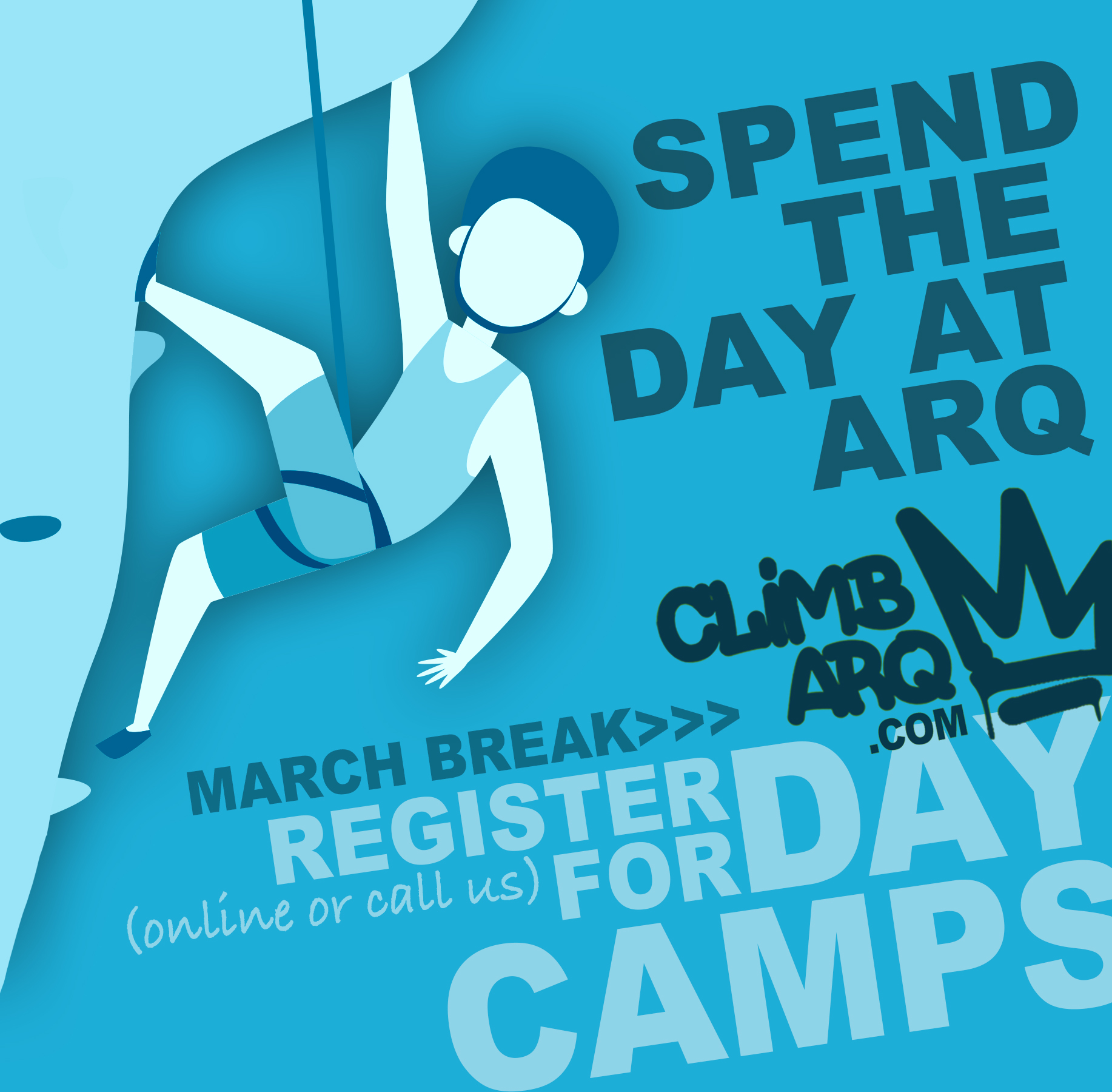 March Break is the perfect time to climb, play, and burn off that extra energy — and there’s no better place to do it than Arq Mountain Centre. Our March Break Day Camps offer a fun, safe, and welcoming environment where kids can move, explore, and build confidence on the walls. With the guidance of our incredible staff, campers learn real climbing skills, play interactive games, and challenge themselves in new ways — all while having an absolute blast. Every day is packed with movement, laughter, and adventure. Give your kids a March Break they’ll be talking about long after the week is over — join us at Arq!
REGISTER TODAY https://www.climbarq.com/camp
(Or call us at 25.489.0620