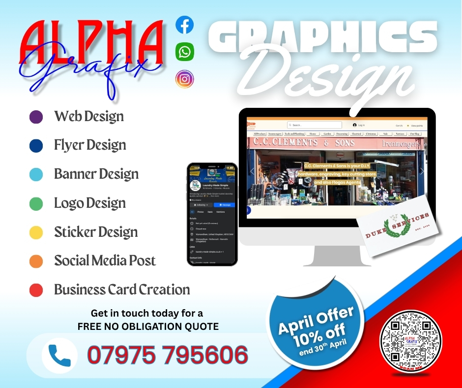 Starting a new business and need help getting started?
In need of a new logo? Or need some business cards, we can help you, from vehicle sign-writing, website design to company clothing we can do it all so take advantage of our new April offer for a limited time only and get in touch for a free no obligation quote today and help your business excel.
#norwich #brandpromotion #Alphagrafix #allunderoneroof