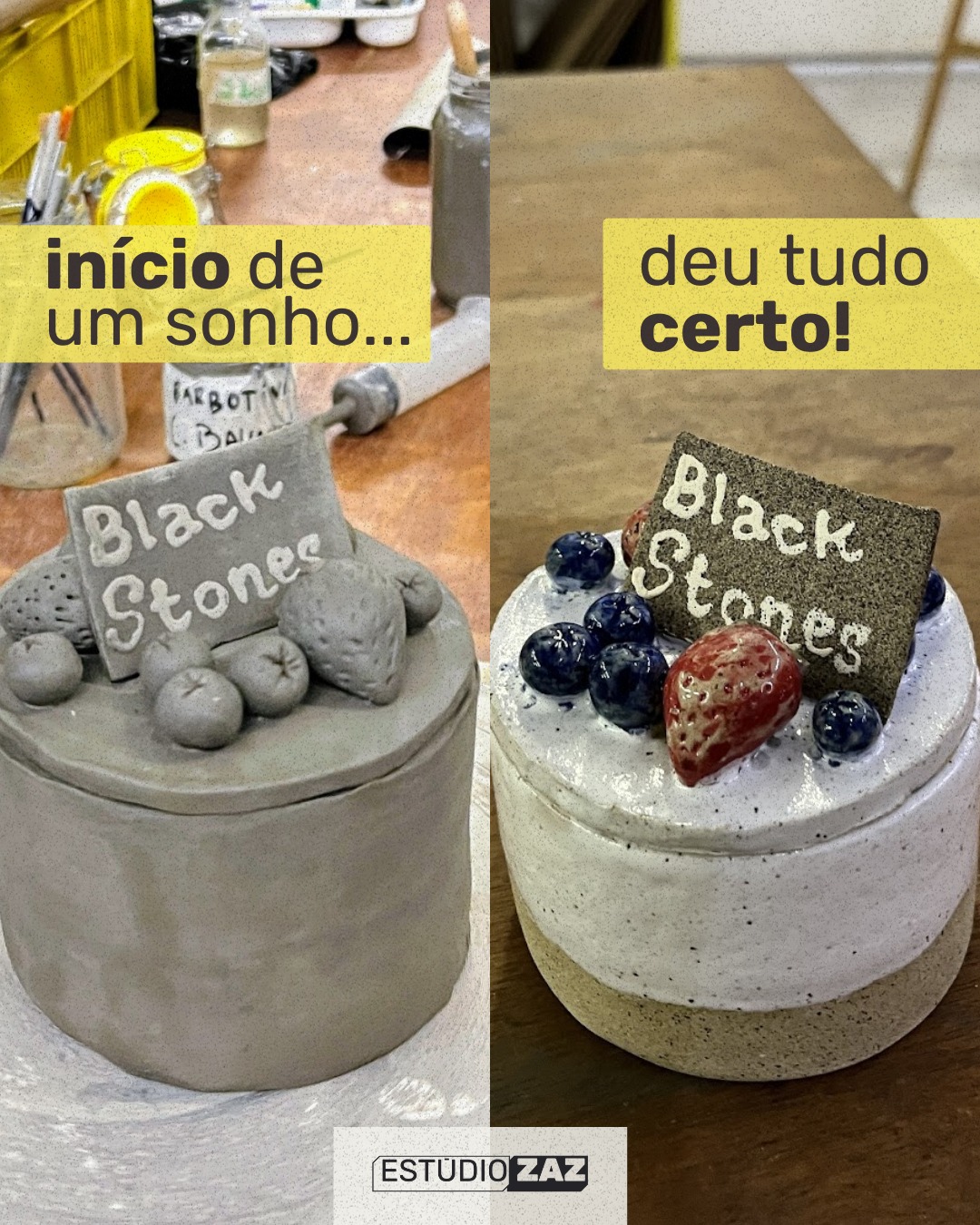 Ninguém consegue explicar a felicidade de ver tua peça esmaltada e prontinha pra ir pra casa
Vem fazer aula de cerâmica com a gente, clica no link da bio!
Somos um ateliê educativo, localizados na cidade de Pelotas/RS. Oferecemos aulas de cerâmica, pintura, desenho e aquarela.