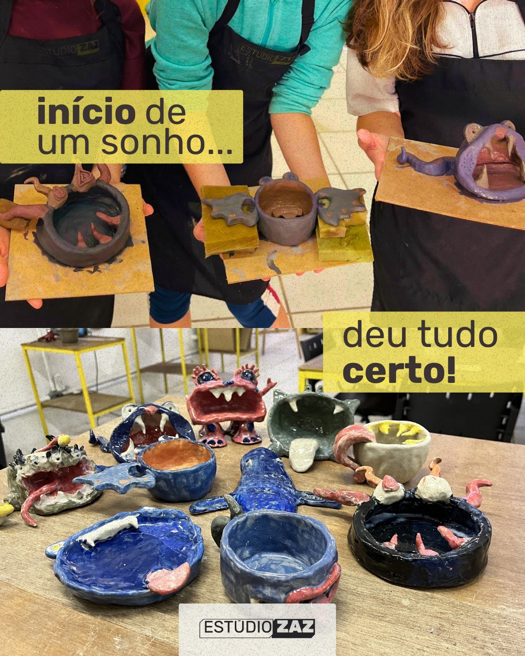 Quando as ideias saem do papel do melhor jeito possível!
Somos um ateliê educativo, localizados na cidade de Pelotas/RS. Oferecemos aulas de cerâmica, pintura, desenho e aquarela.
#Cerâmica #Arte #Atelie #Pelotas