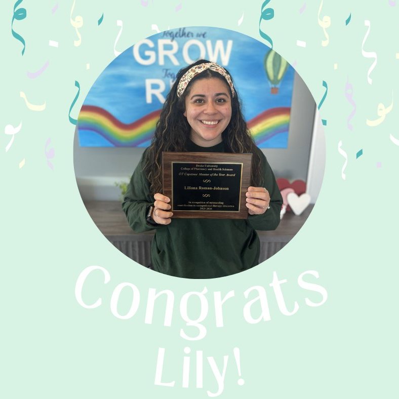 Huge shout out to our OT Lily for being named Capstone Mentor of the Year by Drake University! 🎉 We are so proud of the impact she is making by mentoring future therapists and supporting the kiddos and families we serve every day. Way to go, Lily!