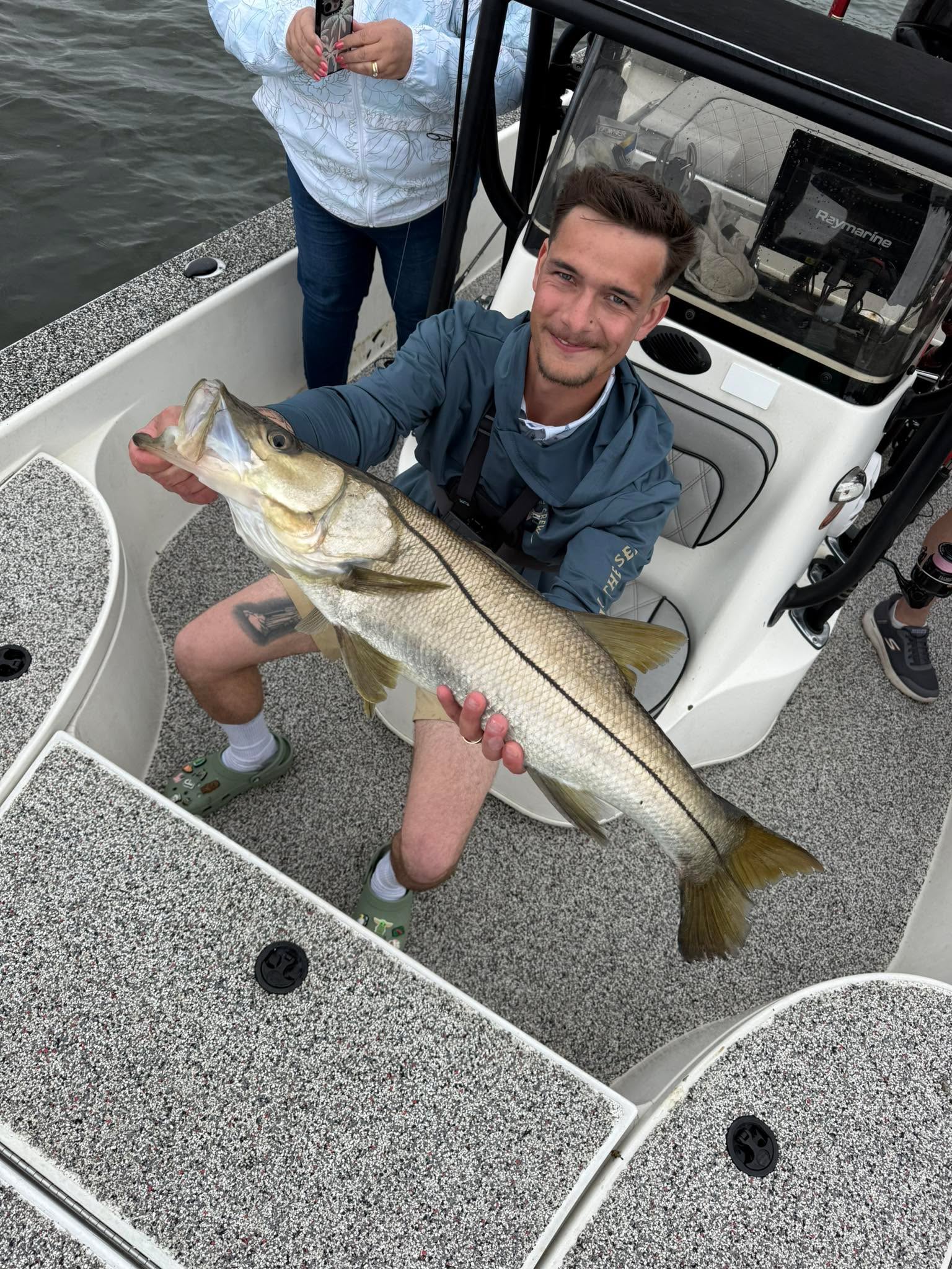 Control the controllables!
Launched at ramp A too rough.
Regrouped picked a safer ramp, caught bait in three throws, and managed this beautiful Snook with less than stellar conditions!