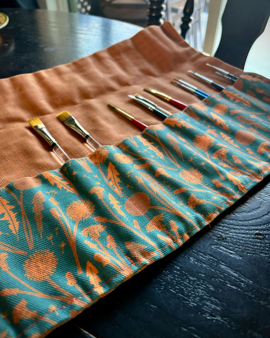 I used two of my fabrics to make a brush roll to hold my watercolour brushes! Check out my process in my latest blog post. Link in bio.