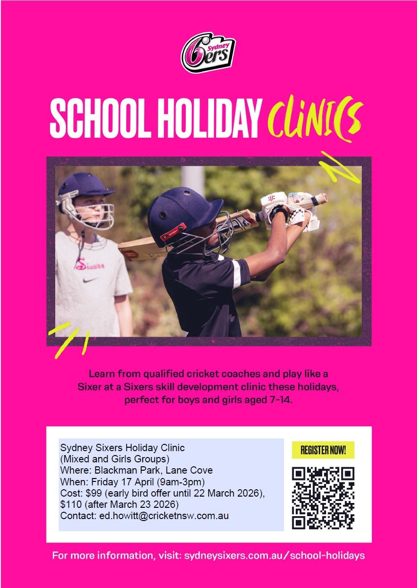 Sydney Sixers clinic at Blackman Park in the upcoming school holidays. Details below ⬇