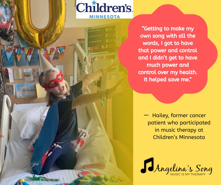 Hailey, a young cancer patient at Children’s Minnesota, credits music therapy with helping her find strength, process her emotions, and even write her own song during treatment. 🎵
She also wrote a letter to hospital leadership making a case for a dedicated space for music therapy. That's advocacy we can get behind!
Read more in our most recent blog post on our website.
#MusicHeals #MusicTherapyNonprofit #HealingThroughMusic #SupportKids #ThePowerOfMusic #MusicTherapy