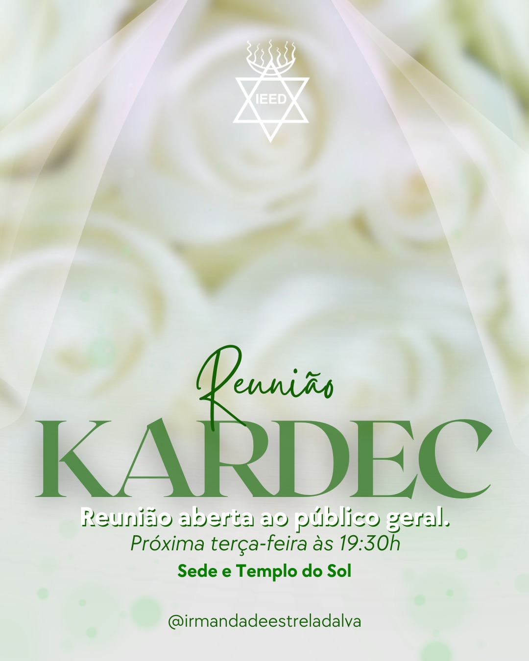Amanhã teremos a nossa reunião mensal de Kardec.
O encontro aberto ao público em geral!
Venha receber as bênçãos dos Espíritos Mansos e da Excelsa Força de S.S. Kardec.
Na reunião de Kardec são realizados 3 trabalhos:
1️⃣ - Passe e fluidificação de água (todos podem levar garrafas de vidro transparente, identificadas com uma etiqueta branca constando nome e data de nascimento)
2️⃣ - Irradiação - reforço para aqueles que por motivo de saúde, trabalho ou distância não puderam comparecer à reunião.
3️⃣ - Prece para desencarnados* (é preciso informar nome completo, data de nascimento e data de passamento) *passamento no período superior à 7 dias e inferior a 7 anos.
Esperamos vocês!