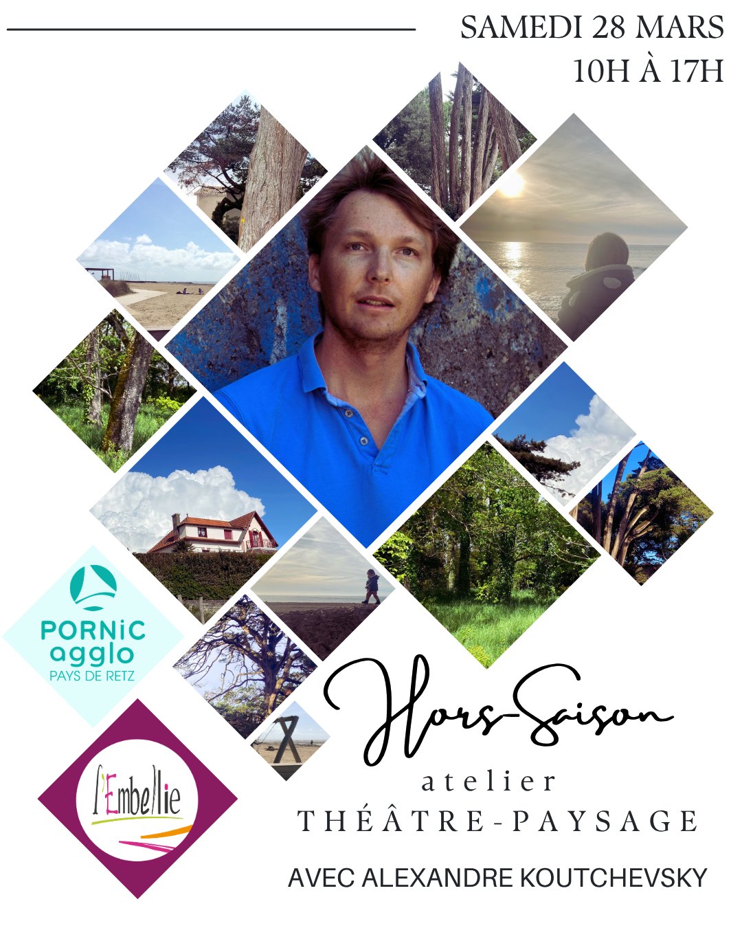 🎭✍ 28/03 - Atelier Hors Saison : Théâtre et Paysage avec Alexandre Koutchevsky en partenariat avec @destinationpornic. De 10h à 17, vivez une parenthèse artistique unique autour de la création littéraire et théâtrale pour habiter le monde avec un autre regard 👀RDV à la libraire !
#alexandrekoutchevsky #atelierthéâtre