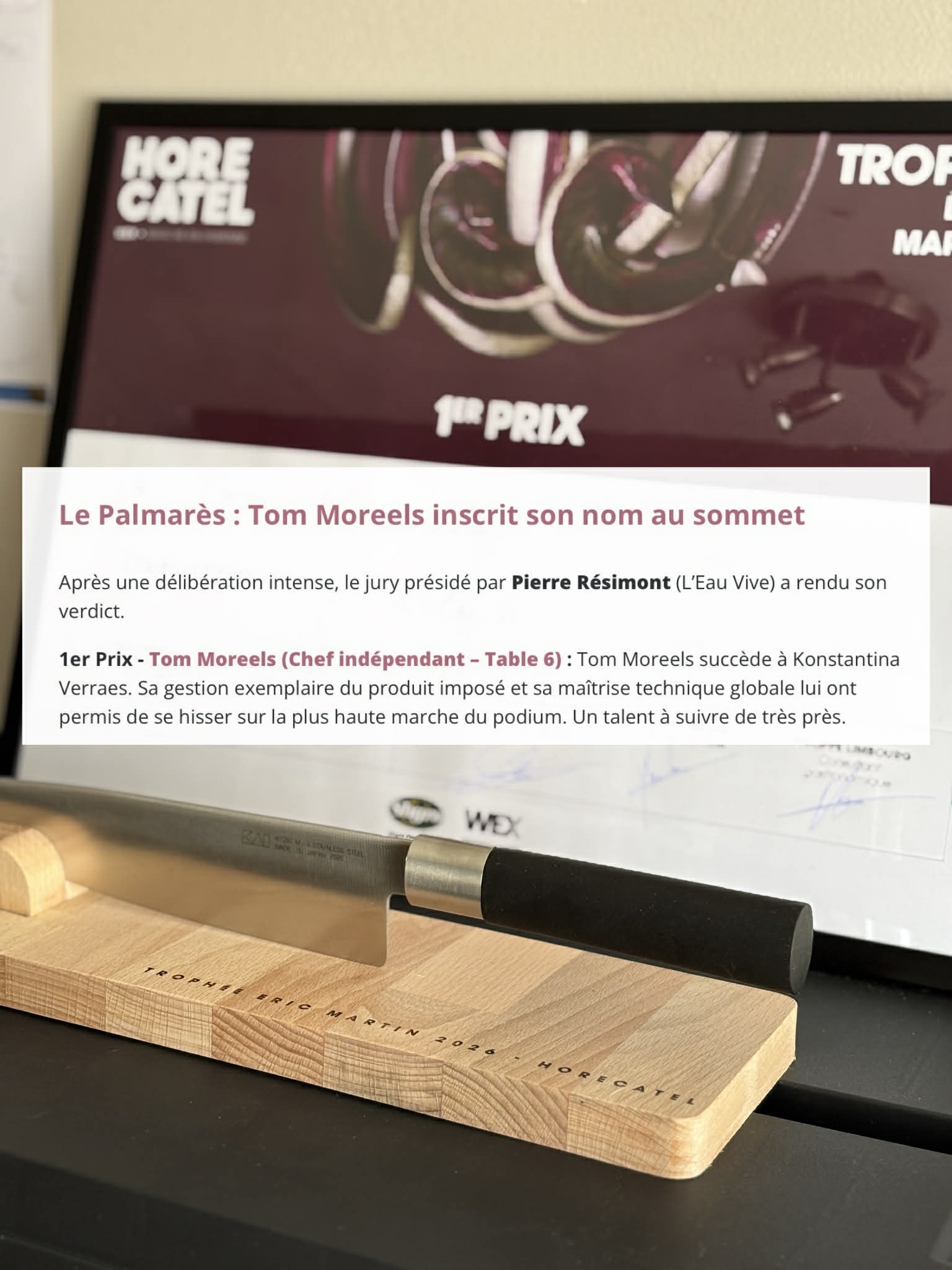 Tom Moreels - Table 6 - 1er prix 🔪
“Gestion exemplaire du produit imposé.”