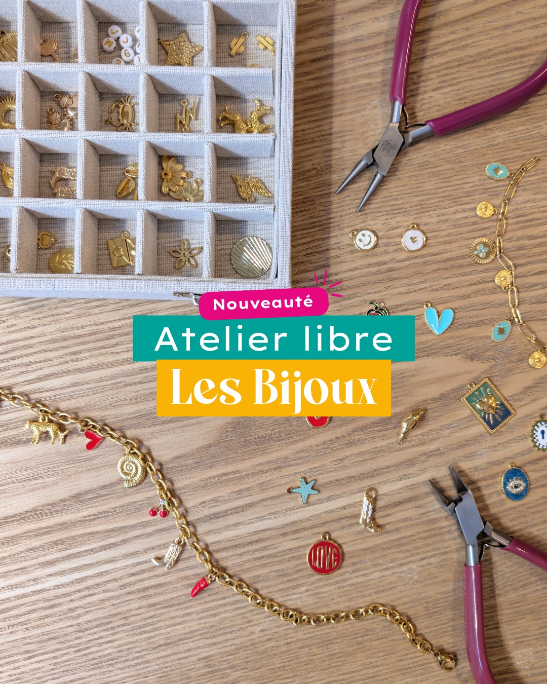 ✨ NOUVEAUTÉ ✨
À partir de fin avril… prépare-toi à briller 👀
Les ateliers bijoux débarquent ✨
Viens créer TON bijou, celui que personne d’autre n’aura : bracelet, collier… à toi de jouer selon ton mood du jour 🎨
Un moment chill, créatif, et surtout hyper satisfaisant quand tu repars avec ta petite pépite faite par toi-même (oui oui, fierté garantie 😌)
Que tu sois team minimaliste ou full paillettes, tu vas clairement trouver ton bonheur ✨
👉 Plus de détails très bientôt… reste connecté(e), ça arrive 👀
#ateliercreatif #bijouxfaitmain #loisircreatif #creationbijoux #lesrecreatives #momentcreatif #activitecreative #tours