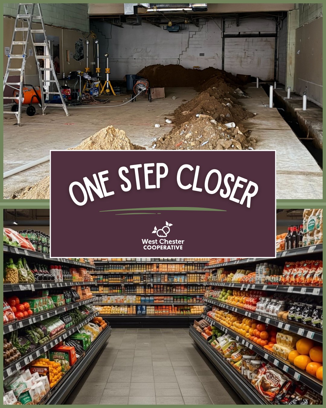 Progress is underway 💚🌱
West Chester Cooperative is actively moving forward, and every step brings us closer to opening our doors. This community-owned grocery store is being built by and for our neighbors — and the momentum continues this spring.
Thank you for being part of the journey. We can’t wait to welcome you in.