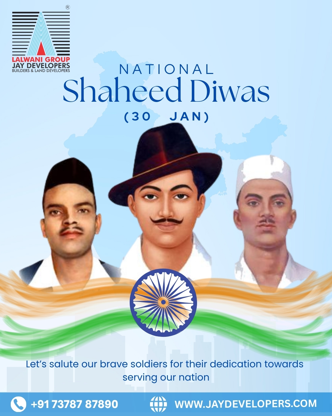 Let’s salute the dedication, the sacrifice, and the unwavering love for the motherland. Today, we honor those who gave their tomorrow for our today. 🇮🇳
Proudly serving the nation, inspired by its heroes.
#JayDevelopers #ShaheedDiwas2026 #Patriotism #Unity #IndiaFirst