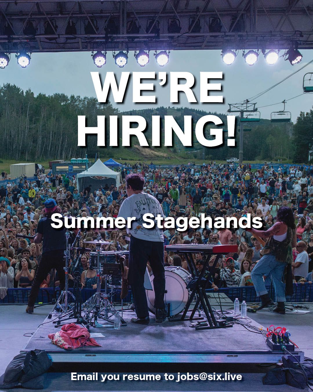 If it moves, you lift it.
If it shines, you set it.
If it’s truss, you build it.
Join the crew behind some of the most epic events around. 💪
#StagehandsWanted #NowHiring #RoaringForkHiring #LiveEventProduction #Rigging #Staging #SixProductions #LiveEvents #HiringStagehands