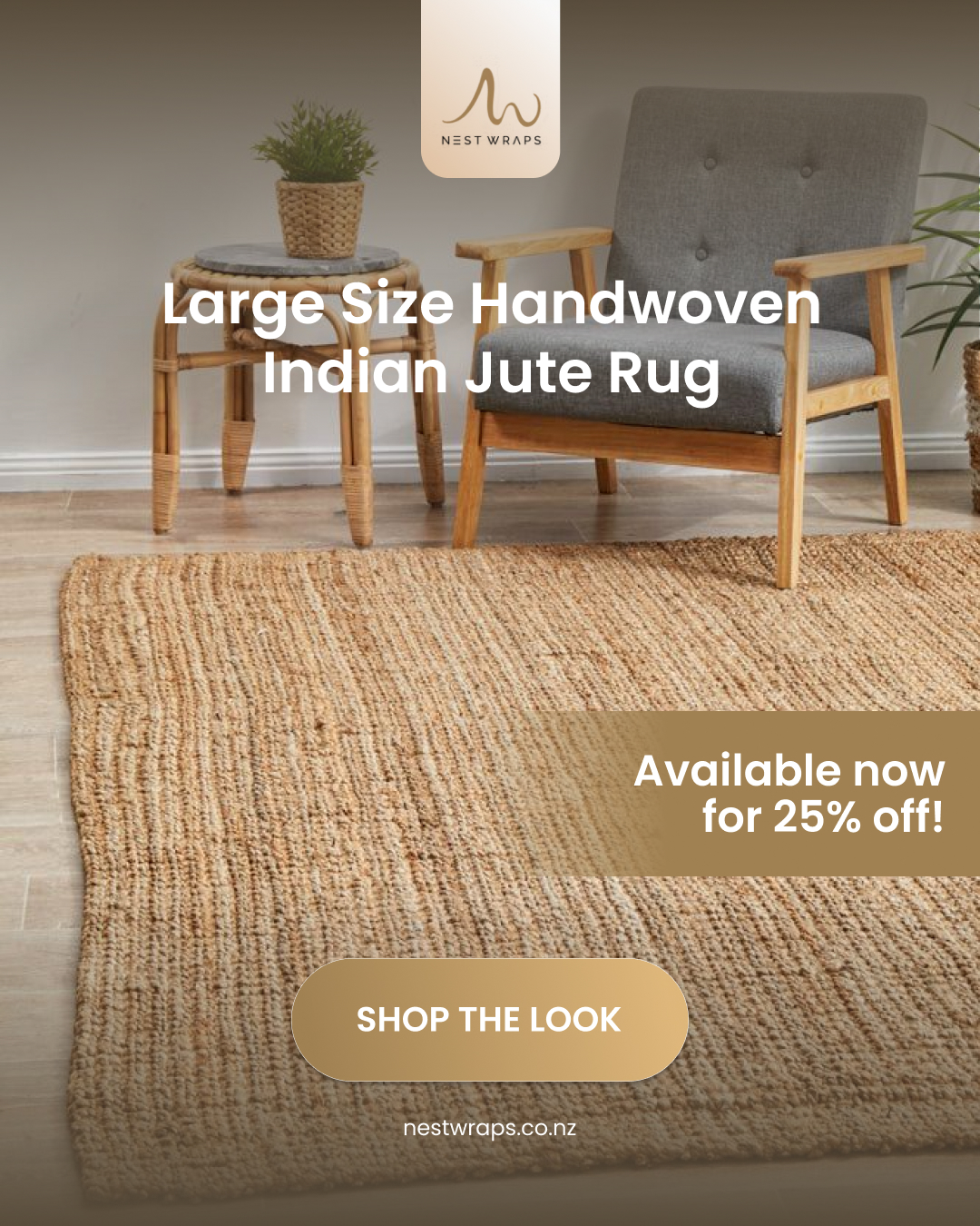 Thinking about refreshing your space this season? Now’s a great time to do it.
Our handwoven jute rugs bring natural texture, warmth, and durability into your home, and right now they’re available at 25% OFF, making it even easier to upgrade your living space.
If you haven't yet, subscribe to our newsletter and claim your 5% OFF at nestwraps.co.nz
Free shipping on all orders over $150!
#NestwrapsNZ #JuteRugSale #HomeRefresh #NaturalHome #InteriorNZ #LivingRoomStyle #HomeDecorNZ