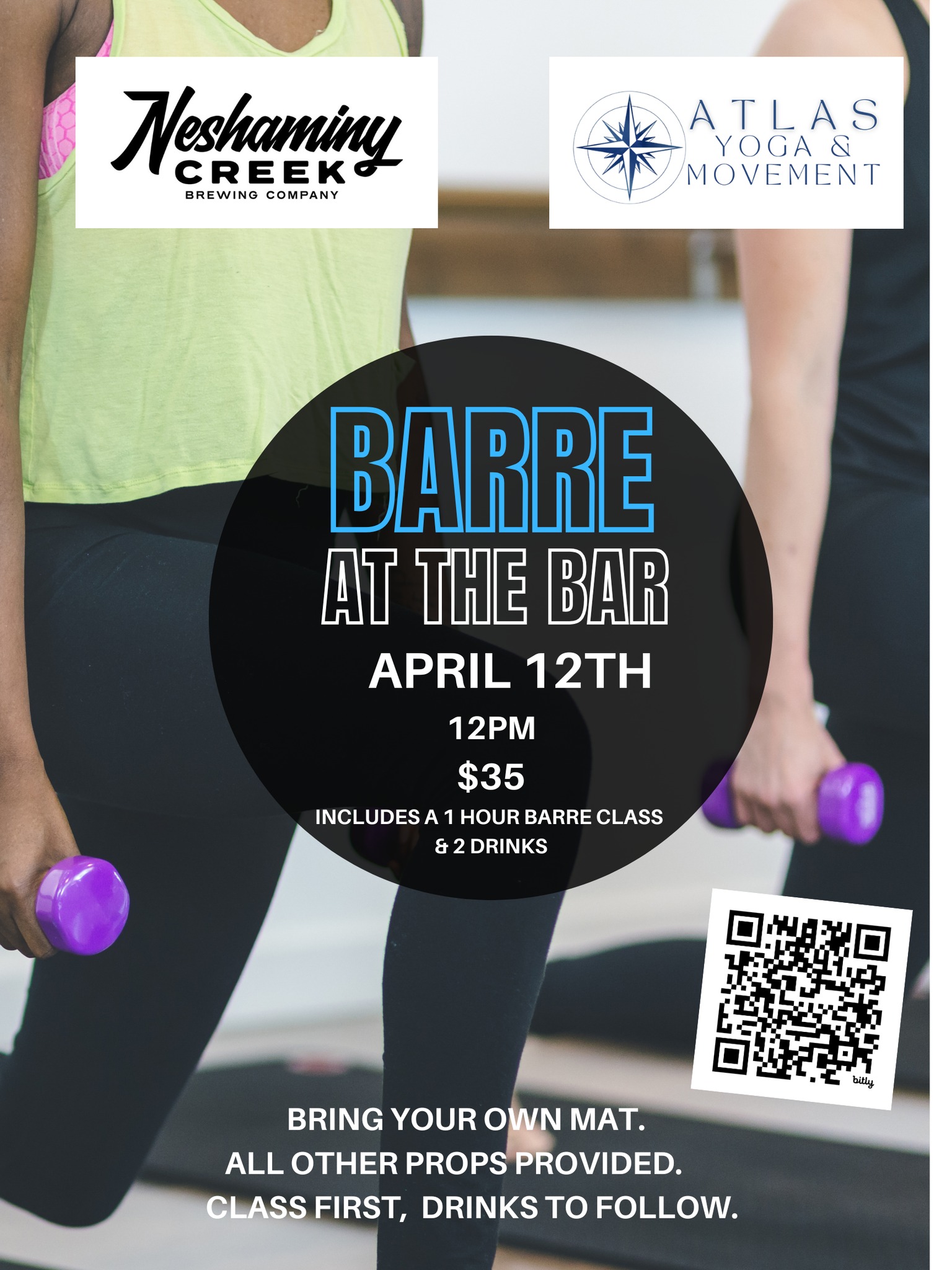 Barre at the Bar š»
Join us at Neshaminy Creek Brewing Company for a day of Barre & Beers
š„ A fiery, feel-the-burn barre class (all props provided ā just bring your mat)
šŗ Followed by drinks in the taproom
Sunday, April 12th | 12pm
Ticket includes class + 2 drinks (non-alcoholic options available)
Move, sip, and enjoy the vibe āØ
Register here:
https://www.vagaro.com/cl/30BSM~GOWxJIw3xtyd~Jt94GlXddfgNpk11H1VymIag=