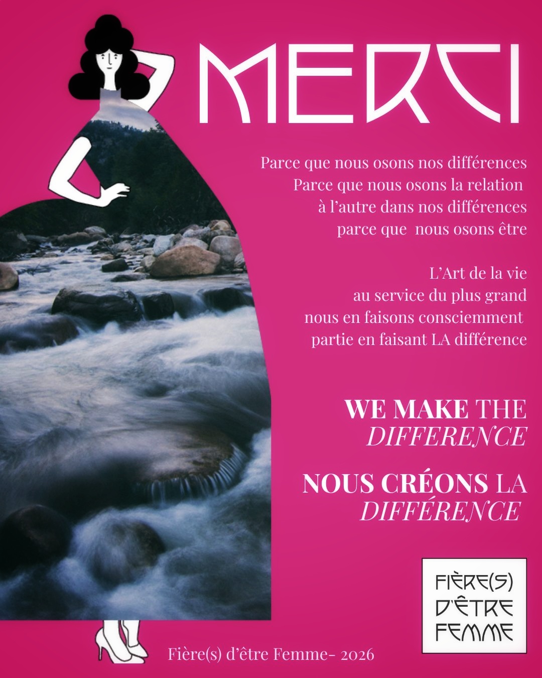 « Tout ce que l’on fait ici, on le fait pour le monde entier » , c’est ainsi que nous avons ouvert notre chrysalide de l’expo-event « Fière(s) dêtre Femme" au vernissage le 06 mars 2026.
Une expo-rience comme jamais vécue pour plusieurs d’entre nous.
Car être Fière, c’est prendre sa place ! Nous l’avons travaillé, vécu, intégré en réelle dans chaque cellule de notre corps de femme. Chose pas facile, je le sais...
Merci pour TOUT
Vous toutes, à fond avec moi : merci pour la confiance, pour notre sororité, pour cette co-création:
Nous avons créé une œuvre d’Art en soi, toutes ensembles, ayant plusieurs facettes, ayant combiné différents Arts : peinture, écriture, danse, chant, photographie, graphisme, le vivant, le corps, l'expo , ateliers, …
« Sois le changement que tu veux voir dans le monde » , phrase de Gandhi , est une phrase qui résonne pour moi depuis le début du projet.
WE HAVE MADE THE DIFFERENCE
Nous avons créé LA différence !
Ce n’est qu’ainsi que nous grandirons ensemble, que nous formerons cette UNITE. Comme des pièces de puzzle, ou chaque pièce est différente, nous nous complétons...
lors de notre expo-rience chacune a osé SA place
***
Merci donc à ces femmes qui ont osé:
@isabelle.huart , Jacqueline Van Kerkhoven, @urielleacc_art , @vanessa.seconde.artiste , @felee_artiste , Maye @refletdesames , Nada Ursa, Gwen Devos, @rubycolibri et l’Académie Devenez Fabuleuse, @aimm.anuelle , @eva.orbelune_autrice , @nath_bou
@caroline_guyot_soins_sacres , Ellen Skylitis , Marielle , Anne Mathieu, Anyah, Virginie Kinif, Ingrid Lange, Nadine, Marie Agnes , Rose , Patricia, Stephanie Gillet
Merci à tous les visiteurs,
Merci à toutes les personnes qui nous ont soutenus par le biais d'une présence dans les coulisses, sur les réseaux, par des petits messages, par les pensées ! C'est précieux, vraiment!
Merci aussi aux femmes du parcours d'expositions , pour avoir uni nos forces , avoir créé des liens. : @latelierdelourse Atelier de l'Ourse à Andenne , Atelier de Flow et L'atelier de Crupet.
Et puis finalement, merci la vie...
Evi
#fièresdêtrefemme #laquincailleriedelâme
Crédits photos: @philippe.soupart.74 , Vanessa Seconde