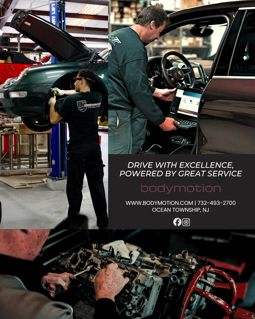 At Bodymotion, we bring decades of experience to every build, every bolt, and every turn of the wrench. Whether you're on the street or the track, your vehicle deserves nothing less than precision and passion. Where experience meets excellence and your drive meets its full potential 🚘👏👨🔧
We’re in motion to keep you in motion🚗
Experience trusted care backed by over 40 years of expertise.
www.bodymotion.com | 732-493-2700
#Bodymotion #PerformanceTuning #TrackReady #CarEnthusiast #ExcellenceInMotion #PrecisionEngineering #MotorsportLife #EuroPerformance #DrivenByExperience #NewJerseyBusiness #FamilyOwned #CustomerFocused #AutoBody #AutoRepair #PorscheSpecialists #DrivenByPassion #AutomotiveExcellence #PerformanceDriven #TrackToStreet #LuxuryAutoCare #PrecisionMatters #CarEnthusiastLife #CommitmentToService
