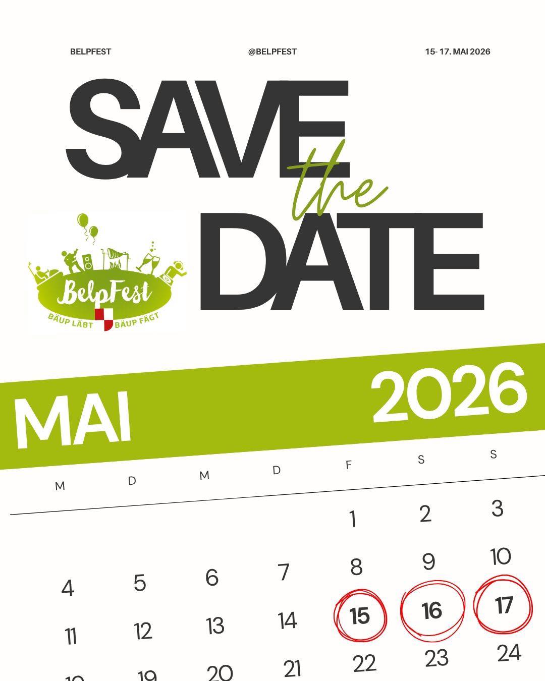 Hand aufs Herz – steht es schon in deiner Agenda? Falls ja, wen nimmst du mit?
#belp #belpfest #terminblocker #bexpo_belp #saveTheDate