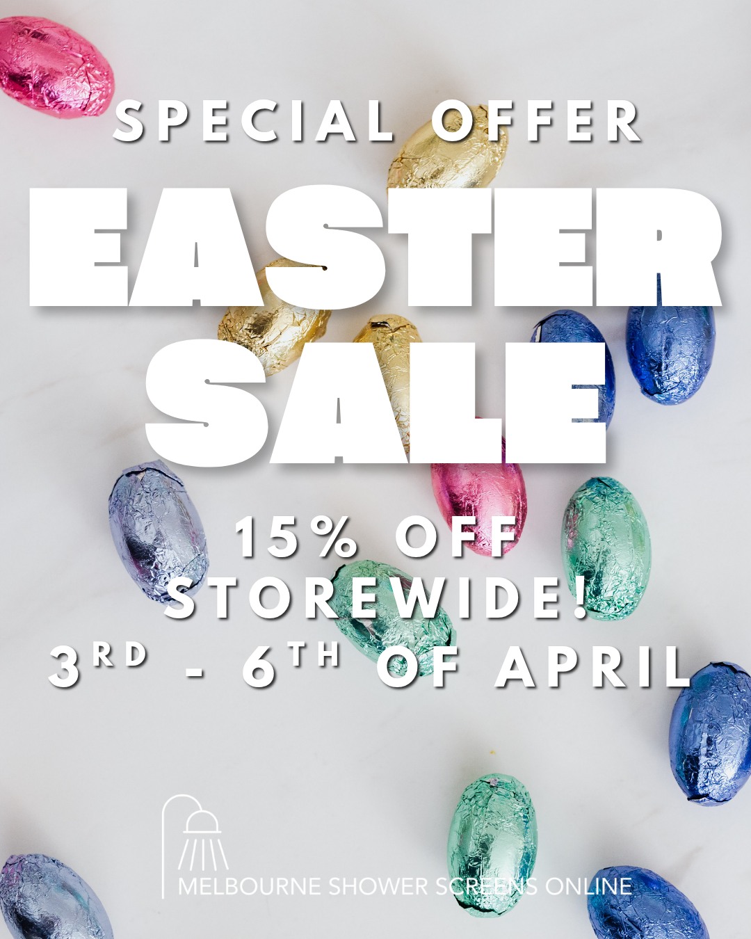 🐣✨ EASTER SALE IS HERE – 15% OFF STOREWIDE! ✨🐣
Thinking about upgrading your shower? Now’s the time to do it.
From Friday 3rd April to Monday 6th April, enjoy 15% OFF all Melbourne Shower Screens Online products.
Whether you're after a sleek frameless look or a practical DIY solution, we’ve got you covered — delivered straight to your door.
👉 Easy online ordering
👉 DIY-friendly options
👉 Premium quality glass & fittings
Hop on in and save 15% this long weekend! 🐰
🛒 Shop now before the sale ends midnight 6th April.
#MelbourneShowerScreensOnline #ShowerScreenSale #EasterSale