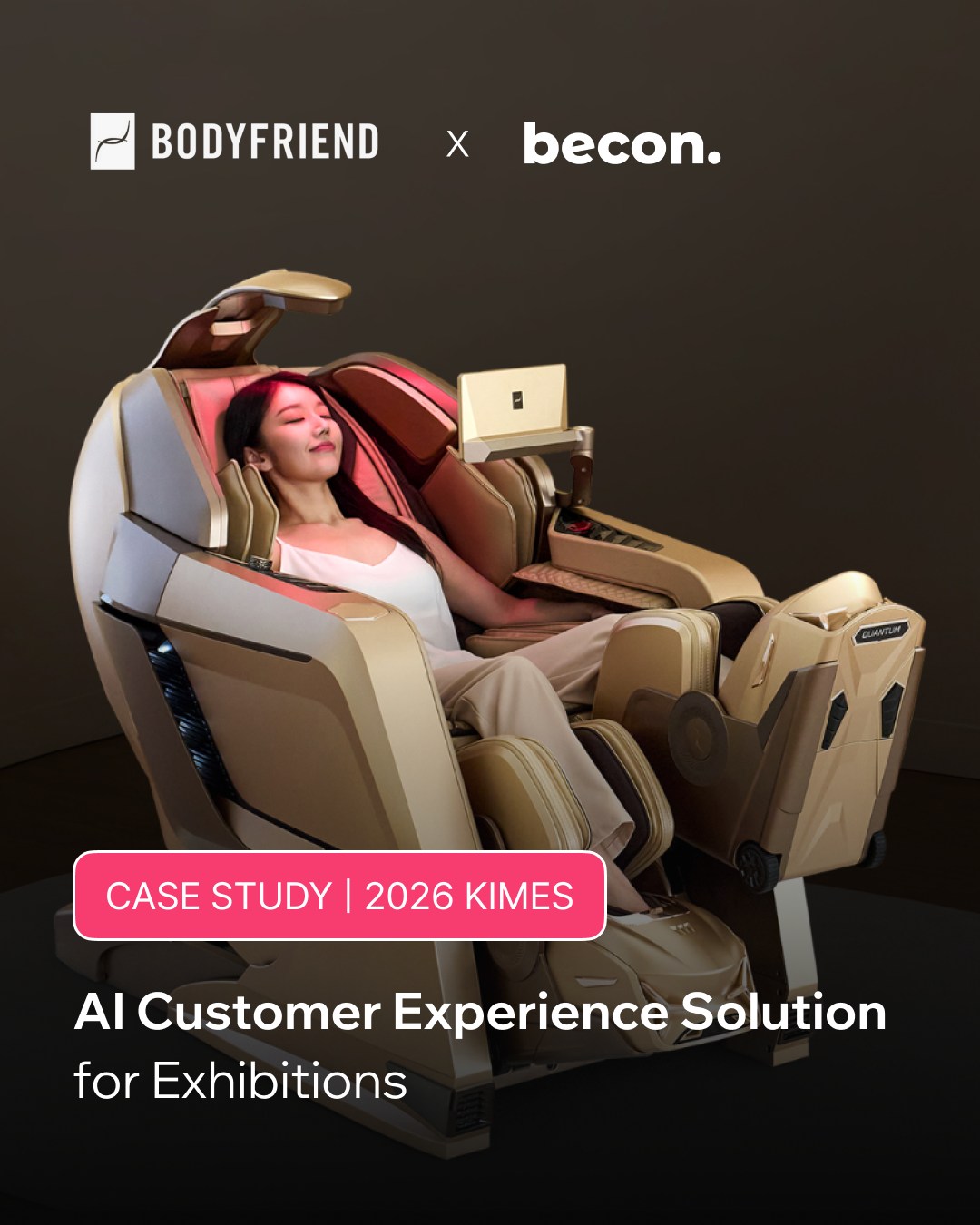 The evolution of massage chairs: A new era of total care for your skin and scalp is here. ✨
We are thrilled to announce that becon is partnering with Bodyfriend for their latest skin and scalp care solution. Beyond just a feeling of improvement, becon’s precision skin analysis technology provides objective, data-driven evidence of the product’s efficacy—before and after use.
Experience the beginning of truly personalized healthcare. Witness the remarkable transformation created by the synergy of Bodyfriend’s innovative engineering and becon’s advanced data solutions.
---
마사지 체어의 진화, 이제 피부와 두피까지 관리받는 시대입니다. ✨
바디프랜드가 새롭게 선보이는 피부·두피케어 솔루션 제품에 비컨이 함께합니다. 단순히 '좋아진 것 같다'는 느낌을 넘어, 비컨의 정밀 피부 분석 솔루션을 통해 사용 전후의 데이터를 객관적으로 증빙합니다.
가장 개인화된 헬스케어의 시작, 바디프랜드의 기술력과 비컨의 데이터가 만나 만드는 놀라운 변화를 직접 경험해 보세요.
#Bodyfriend #becon #SkinCare #ScalpCare #HomeCare #KBeautyTech #HealthTech #NewArrival #BeautyInnovation Bodyfriend