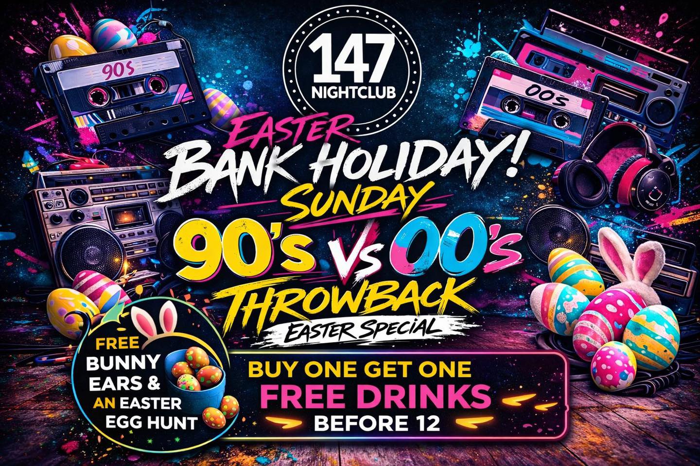 WHOS READY FOR SUNDAY?
The biggest bank Holiday party in the whole city is just around the corner
We have 1000s of FREEBIES to give away and 241 drinks til midnight
The best bit ….. NO WORK MONDAY